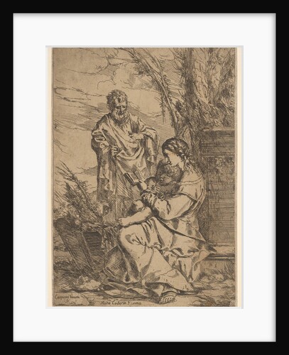 Holy Family with the Virgin reading, the Virgin sits in profile with a book in her left…, 1640-60 by Giulio Carpioni