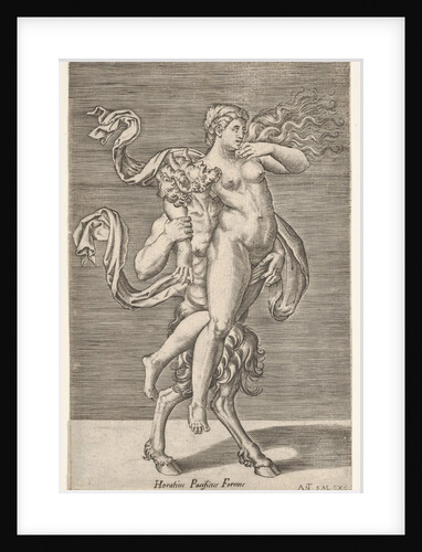 Satyr carrying a nymph, whose right arm is wrapped around the satyr's neck, with a …, ca. 1505-62 by Antonio Salamanca