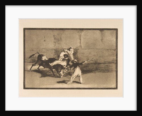 Plate 8 from the 'Tauromaquia': A moor caught by the bull in the ring, ca. 1816 by Francisco Goya