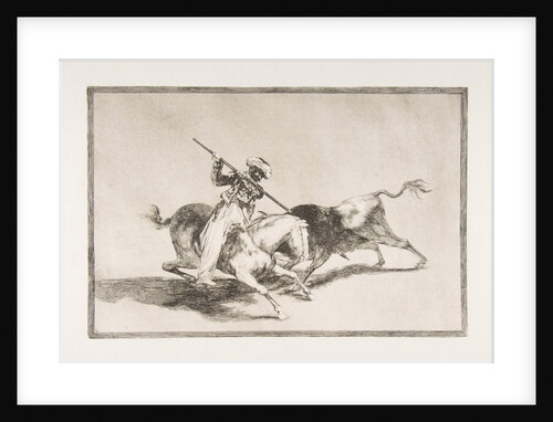 Plate 5 from 'The Tauromaquia': The spirited Moor Gazul is the first to spear bulls accord…, 1816 by Francisco Goya