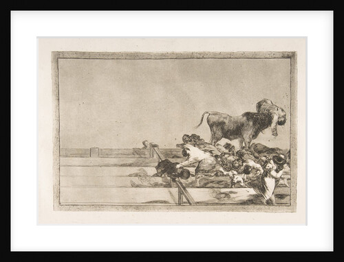 Plate 21 from the 'Tauromaquia': Dreadful events in the front rows of the ring at Madrid a…, 1816 by Francisco Goya