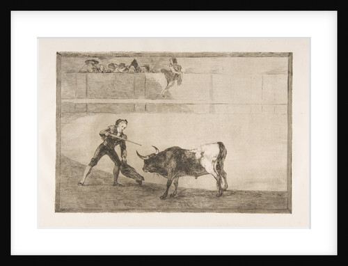Plate 30 of the 'Tauromaquia': Pedro Romero killing the halted bull., 1816 by Francisco Goya