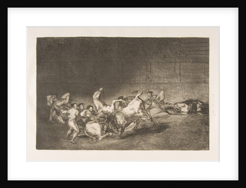 Plate 32 from the 'Tauromaquia':Two teams of picadors thrown one after the other by a sing…, 1816 by Francisco Goya
