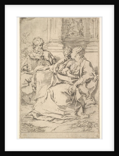 The Holy Family with Scriptural Scene in Background by Guido Reni