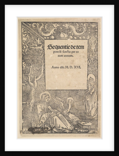 Saint John the Evangelist on Patmos, title page from Hymni de tempore et de sanctis, 1516 by Hans Baldung