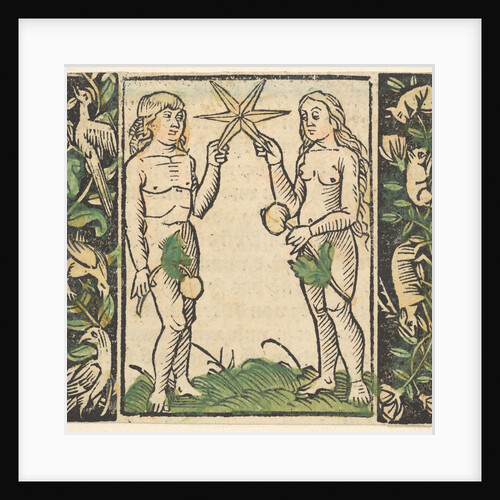 Adam and Eve Holding a Star, illustration from Beschlossen Gart des Rosenkranz Mariae by Hans Baldung