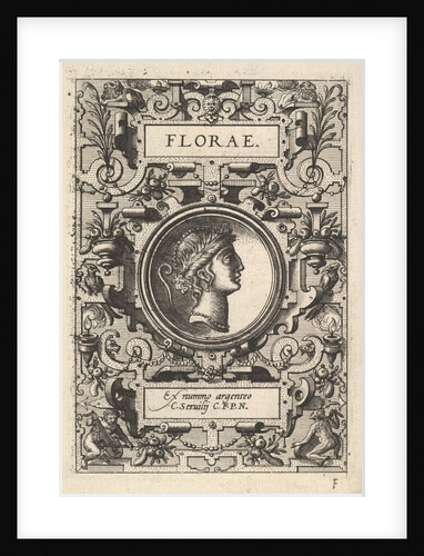 Bust of Florae surrounded by strapwork, from the series 'Deorum dearumque,' a set of image…, 1573 by Unknown