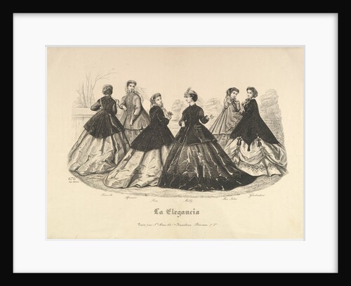 Six Women Outdoors, No. 676, from La Elegancia, 1865-66 by Heloise Leloir