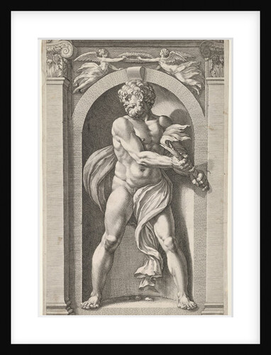 Pluto; on verso sketches of a figure, four heads, and a column, 1592 by Hendrik Goltzius