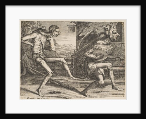 Two Fools Dancing from Two and Three Fools of the Carnival, 1642 by Hendrick Hondius I
