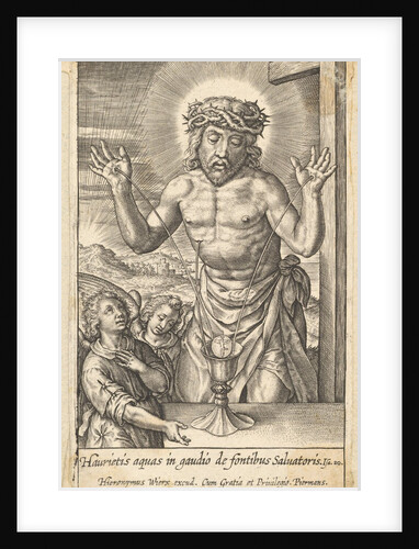 The Blood of the Redeemer Venerated by Two Angels, before 1619 by Hieronymous Wierix