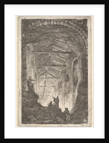 Plate 10: The Ancient Gallery: a large covered gallery, light entering from the bac…, ca. 1763-64 by Hubert Robert