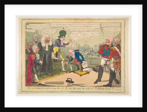 The Ceremony of Investiture of My L**d S**m**th with the Order of Cabbage-hood, ca. June 1819 by JL Marks