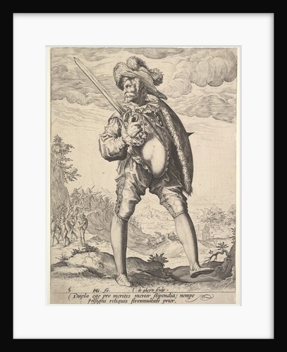 Soldier, Armed with Broadsword and Shield, from Officers and Soldiers, 1587 by Jacques de Gheyn II
