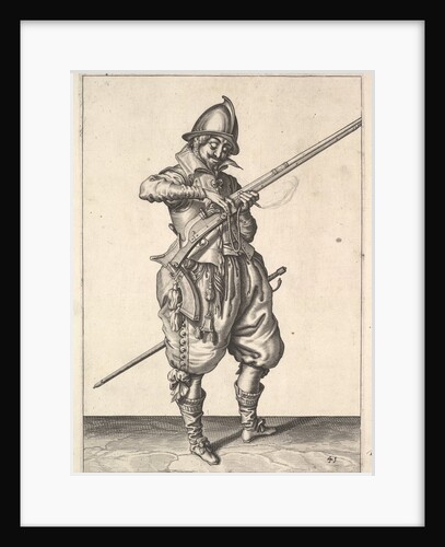A soldier on guard shaping the match between his thumb and his forefinger, from the Marksmen s… by Unknown