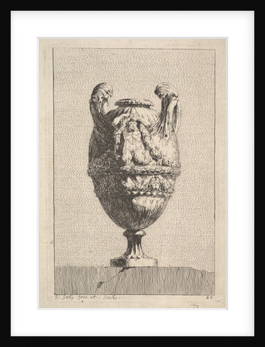 Vase with a Male Siren holding up a Garland, from: Vases, 1746 by Jacques Francois Joseph Saly