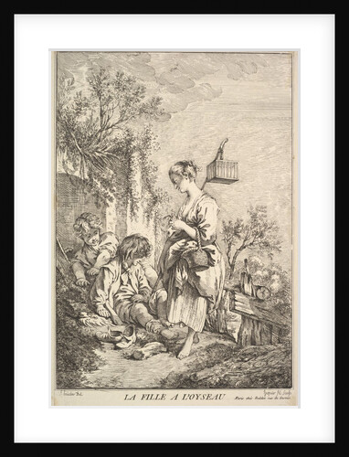 Girl with a Bird, mid to late 18th century by Jacques Gabriel Huquier