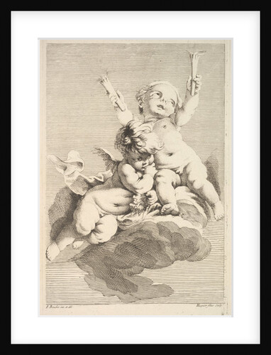 Two Cupids, One Holding Torches, mid to late 18th century by Jacques Gabriel Huquier