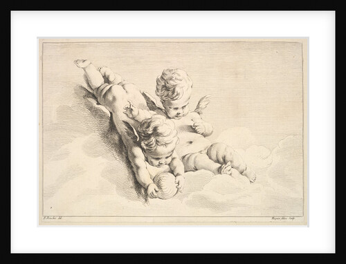 Two Cupids, One Holding a Ball, mid to late 18th century by Jacques Gabriel Huquier