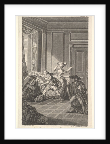 A man curled up in a chair looks toward another man who approaches him from the left i…, ca. 1784 by Claude Nicolas Malapeau