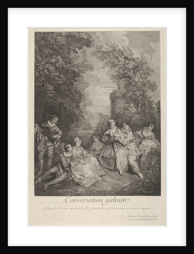 Gallant conversation': couples engage in conversation in a garden …, 1743 by Jacques Philippe Le Bas