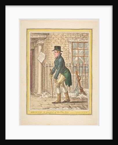 Maecenas, in pursuit of the Fine Arts.-Scene, Pall Mall; a Frosty Morning, May 9, 1808 by James Gillray