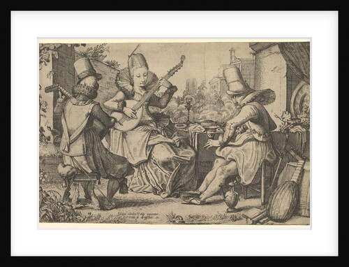 Two Elegantly Dressed Men and a Woman in a Garden, 1613-41 by Jan van de Velde II