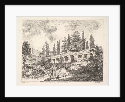 View of the entrance to Tivoli and the walls of the Villa d'Este, horsemen approac…, 18th century by Jean Claude Richard Saint-Non