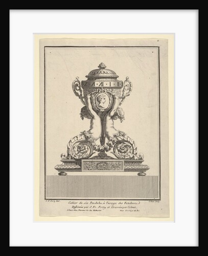 Design for a Clock, Title Page to 'Cahier de six Pendules', ca. 1770 by Jean Francois Forty/C Colinet
