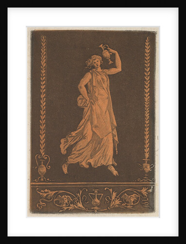 Jeune femme drapée, marchant de gauche à droit, portant un vase de méta by Jean Jacques Lagrenee