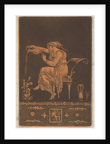 Jeune femme drapée, assise, arrosant une plant by Jean Jacques Lagrenee