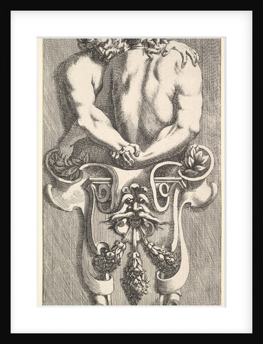 Design for a Term with Two Embracing Satyrs, from: Curieuses recherches de plusieurs beaus…, 1645 by Jean le Pautre