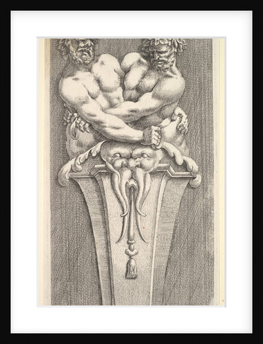 Design for a Term with Two Bacchic Figures, from: Curieuses recherches de plusieurs beaus …, 1645 by Jean le Pautre