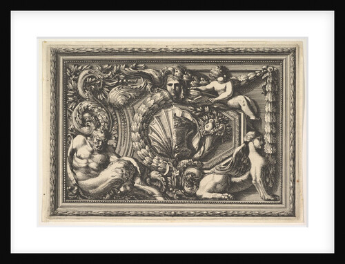 Design for a Panel with Two Variants containing a Satyr and a Sphynx, from: Pannea…, 17th century by Jean le Pautre