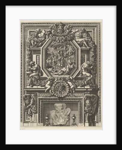Chimney with a Bacchanal over the Mantle from 'Grandes Cheminée', ca. 1644-66 by Jean le Pautre