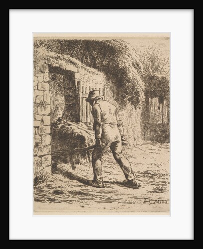 Peasant Pushing A Wheelbarrow, 1855 by Jean Francois Millet