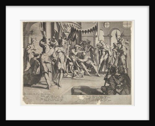 The Judge Bias Shedding Tears, plate IX from Thronus Justitiæ, 1605 by Joachim Anthonisz Wtewael/Willem van Swanenburg