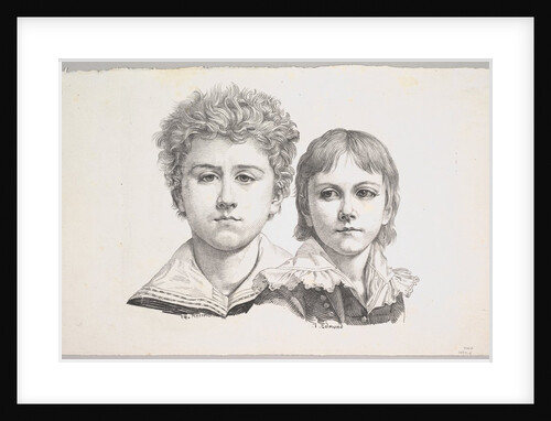 Portrait of the Rabe Children: Hermann, age 14 and Edmond, age 7; verso: proof before corr…, 1822 by Johann Gottfried Schadow