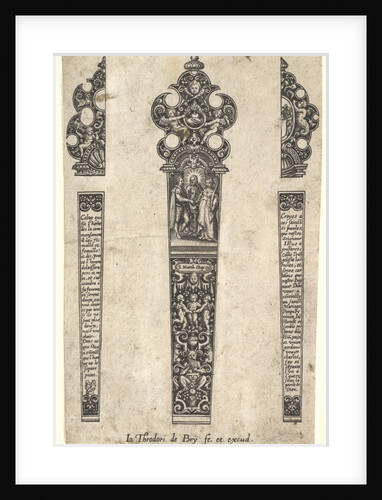 Design for knife handle to commemorate a marriage, ca. 1580-1600 by Johann Theodor de Bry