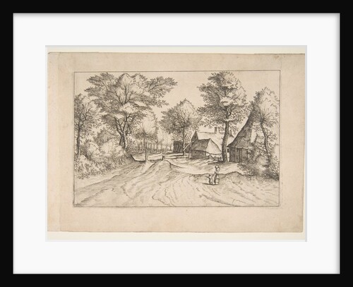Village Road with a Farm and Sheds, from the series, The Small Landscape by Johannes van Doetecum I