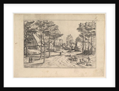 Village Street, cattle, sheep and herdsman in the foreground from Praediorum villar…, ca. 1559-61 by Johannes van Doetecum I