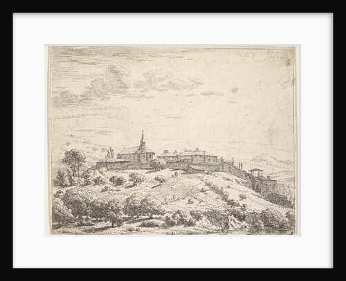 Walled village on a hill, with church at left and buildings constructed on the downslope a…, 1658 by Karel Du Jardin
