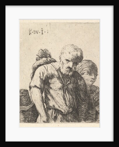 Bearded man shown in half-length with bundle slung over right shoulderblade, flanke…, ca. 1641-78 by Karel Du Jardin