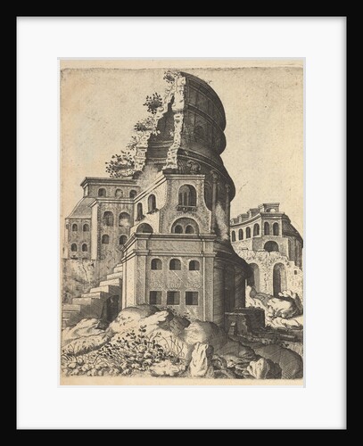 Vertical Landscape with the Ruins of the Temple of Venus and Roma, from the series 'Ruinar…, 1554 by Lambert Suavius