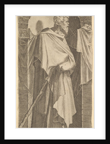 St. James Minor in an arcuated niche, holding a walking stick in his hands, which are c…, 1545 by Lambert Suavius