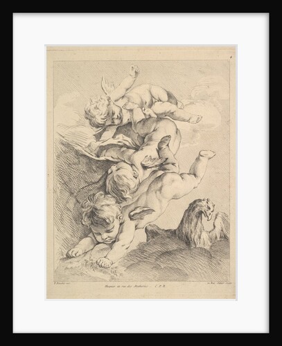 Three Cupids Turning a Somersault, an Eagle on the Right by Louis Felix de la Rue