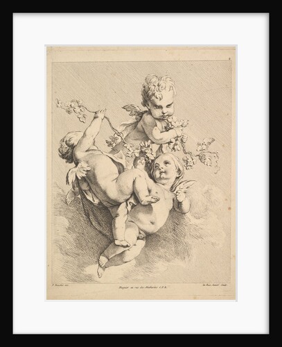 Three Cupids Playing with Vine Branches by Louis Felix de la Rue