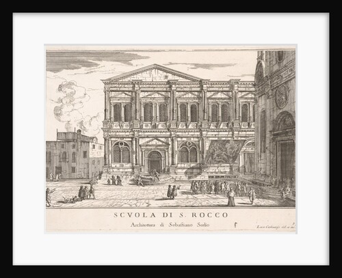 Plate 37: Side view of the school of St. Roch at left and view of facade of the church of …, 1703 by Luca Carlevarijs