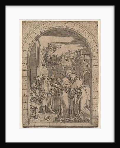 Joachim embracing Saint Anne under the golden gate in Jerusalem, after Dürer, ca. 1500-1534 by Marcantonio Raimondi