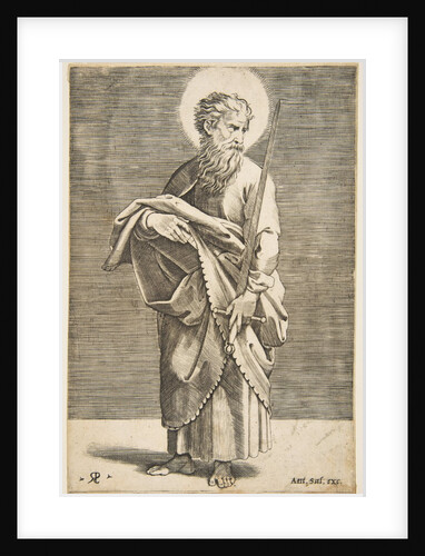 Saint Paul looking to the right and holding a sword and a book, ca. 1515-27 by Marco Dente